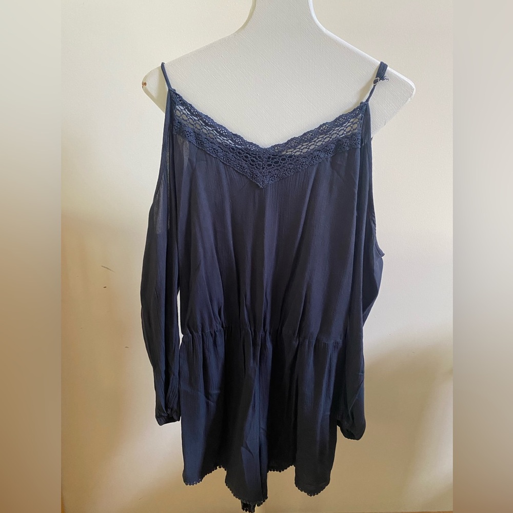 Hollister Navy Blue Long Sleeve Romper